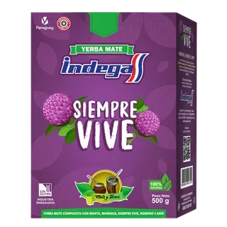 Yerba Mate “Siempre vive” con Menta, Moringa, Romero y Anís 500gr (cajita)