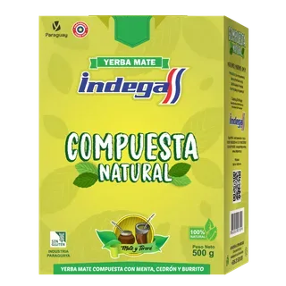Yerba Mate “Compuesta”con Menta, Cedrón y Burrito 500gr (cajita)