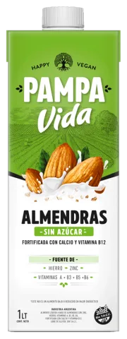Leche de Almendras Sin Endulzar 1Lt Pampa Vida x8