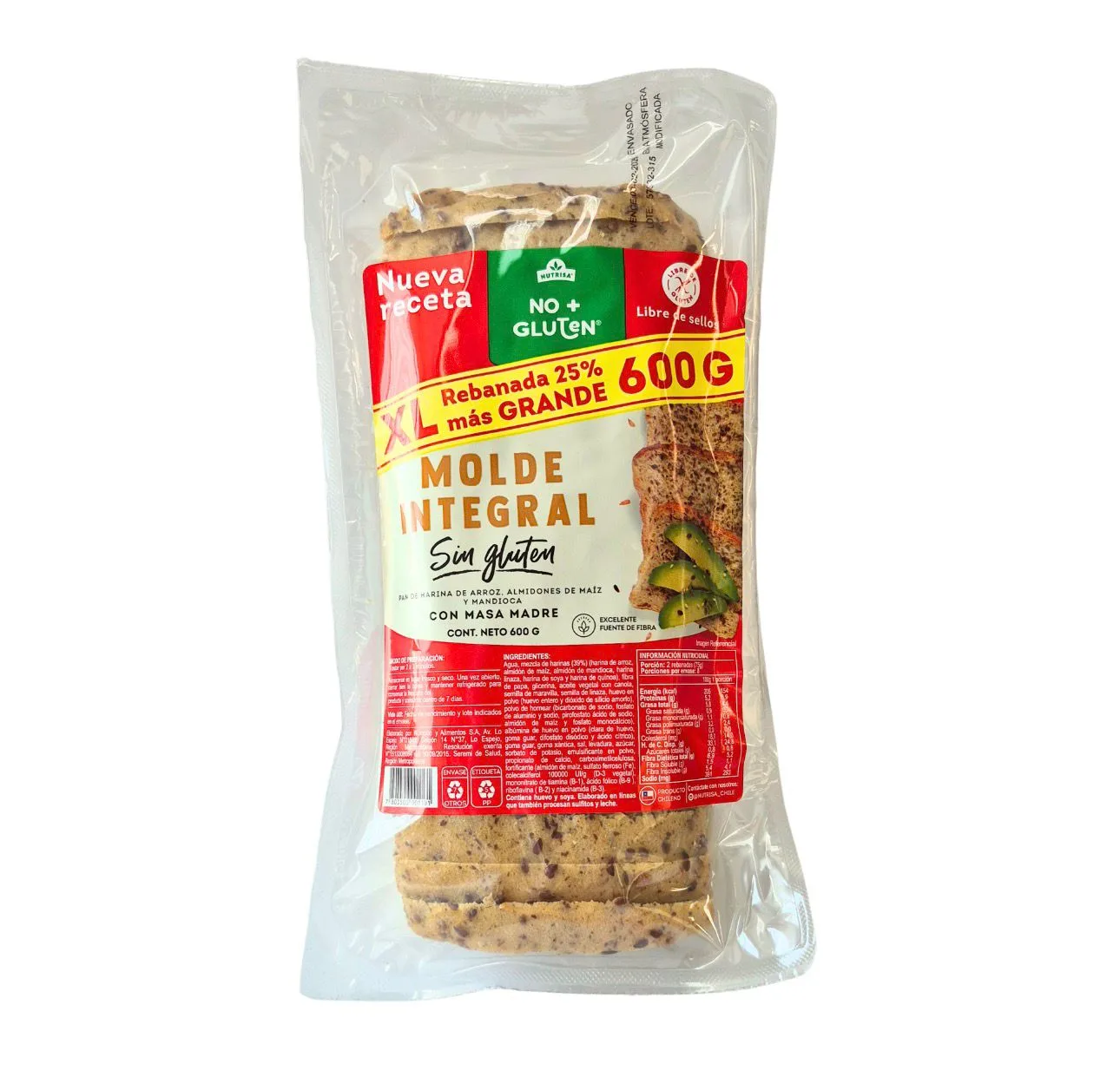 Pan Molde Integral 600gr Nutrisa
