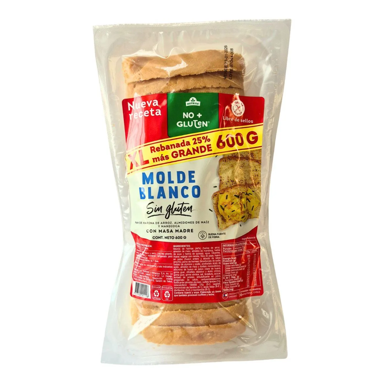 Pan Molde Blanco 600gr Nutrisa